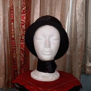 Stylish Black Satin Cloche Hat